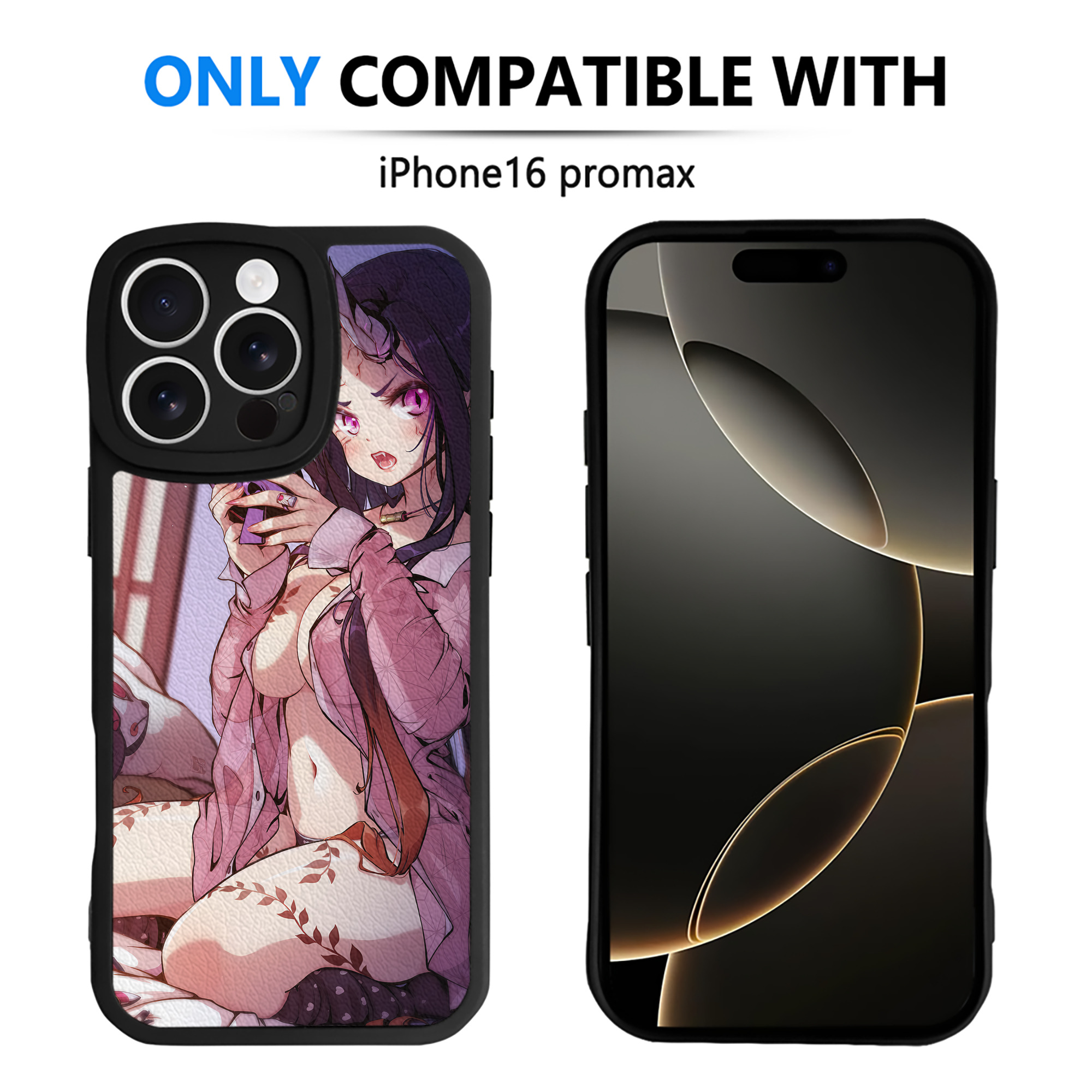 （画像用） 鬼滅の刃（きめつのやいば）竈門 禰󠄀豆子／かまど ねずこ Kamado Nezuko 【iPhone 16シリーズ対応】シリコンスマホケース（レザー調） 材質：シリコン